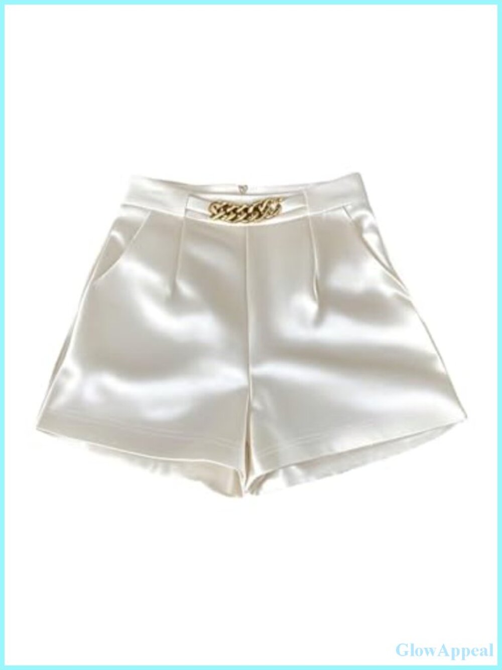 Satin High Waisted Zip Back Casual Shorts with Pockets